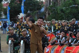 FVLM Unhan RI Semarakkan HUT ke-80 RI di Perbatasan Belu Lewat Gerak Jalan dan Drumband