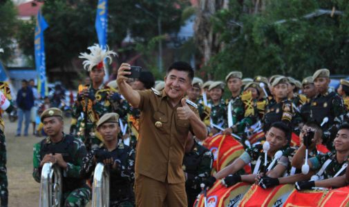 FVLM Unhan RI Semarakkan HUT ke-80 RI di Perbatasan Belu Lewat Gerak Jalan dan Drumband